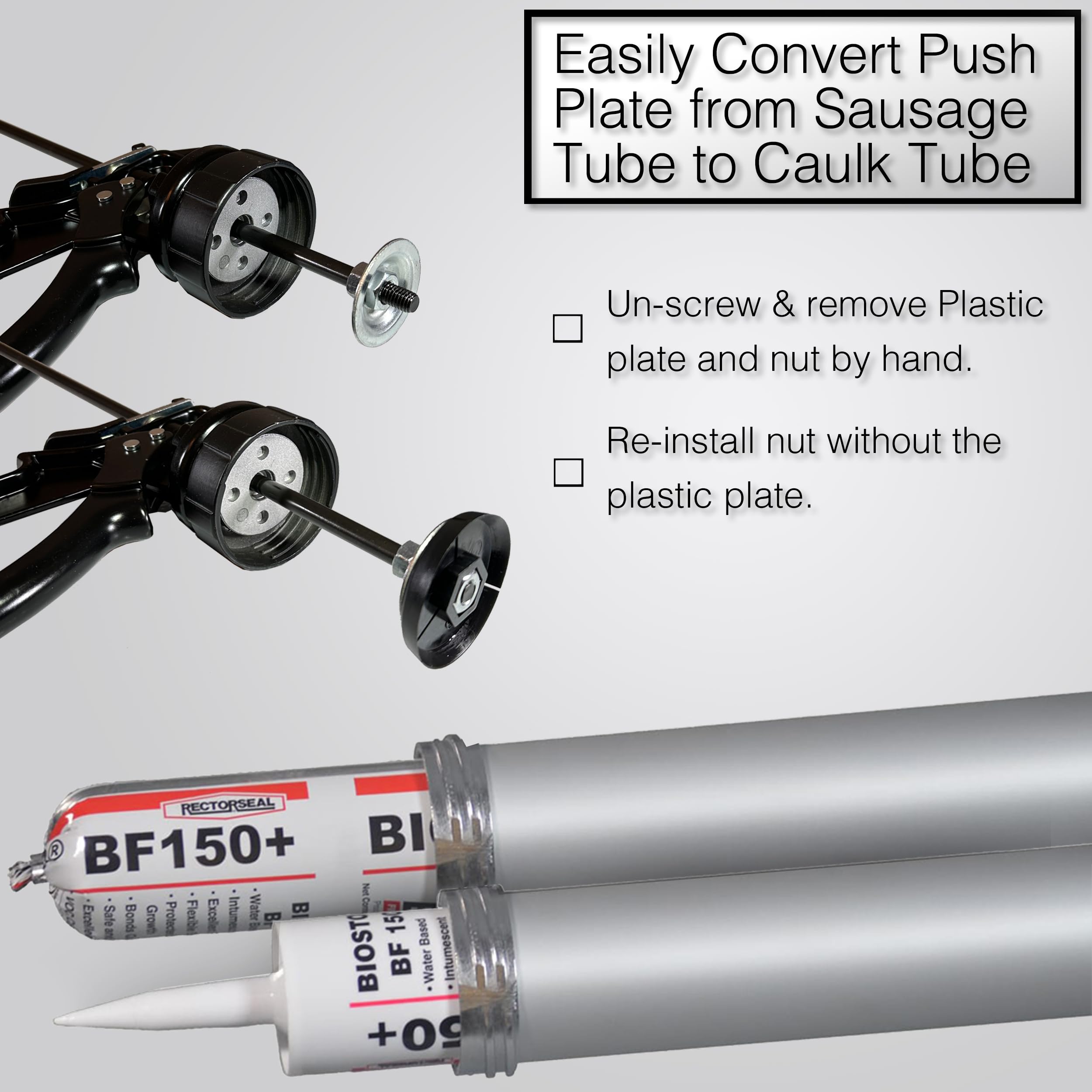 AWF PRO Aluminum Sausage Caulk Gun - 20oz Foil Pack & 10oz Cartridge Convertible with 6 Replaceable Tips (18:1 Thrust Ratio) - Perfect for Construction, Sealing & DIY Home Improvement Projects
