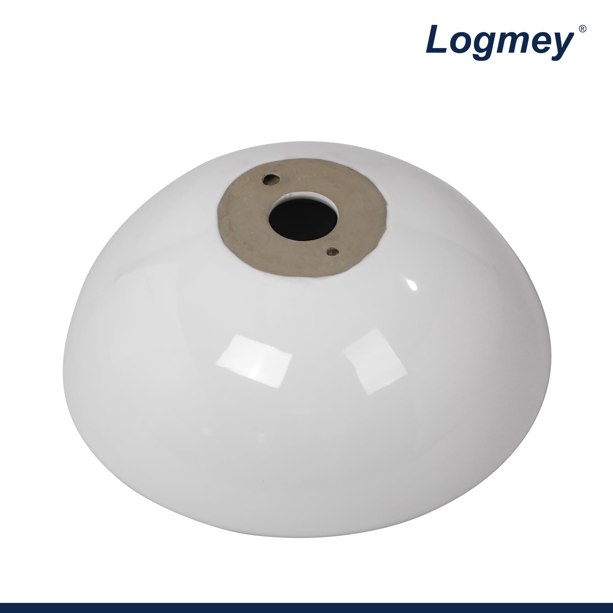 Logmey 16x16 Inch Round White Porcelain Vessel Sink - Modern Above Counter Bathroom Vanity Basin for Powder Room, Guest Bath & Master Bath | Durable Ceramic Design