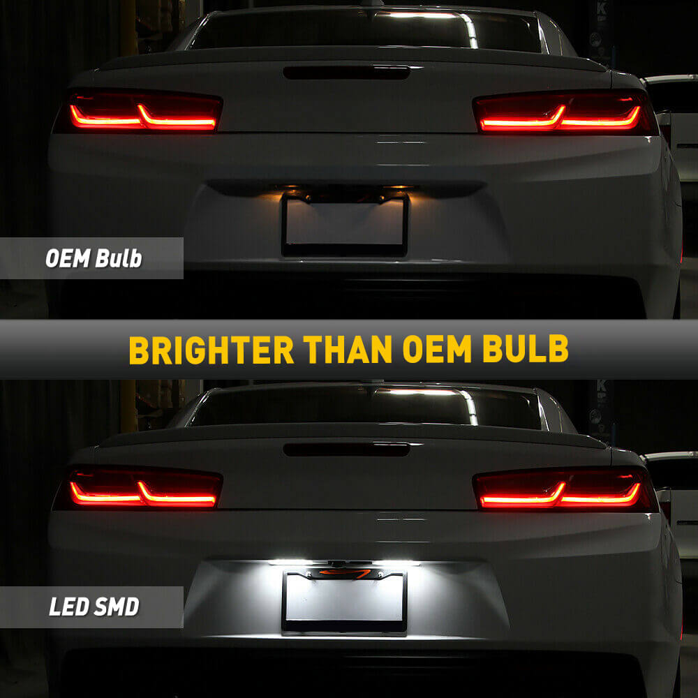 LED License Plate Light Assembly for Chevrolet Camaro 2014-2021, Malibu 2013-2015 & 2016 Limited, Volt 2011-2019 - 6000K Xenon White - Bright & Durable Replacement for Night Driving & Enhanced Vehicle Appearance