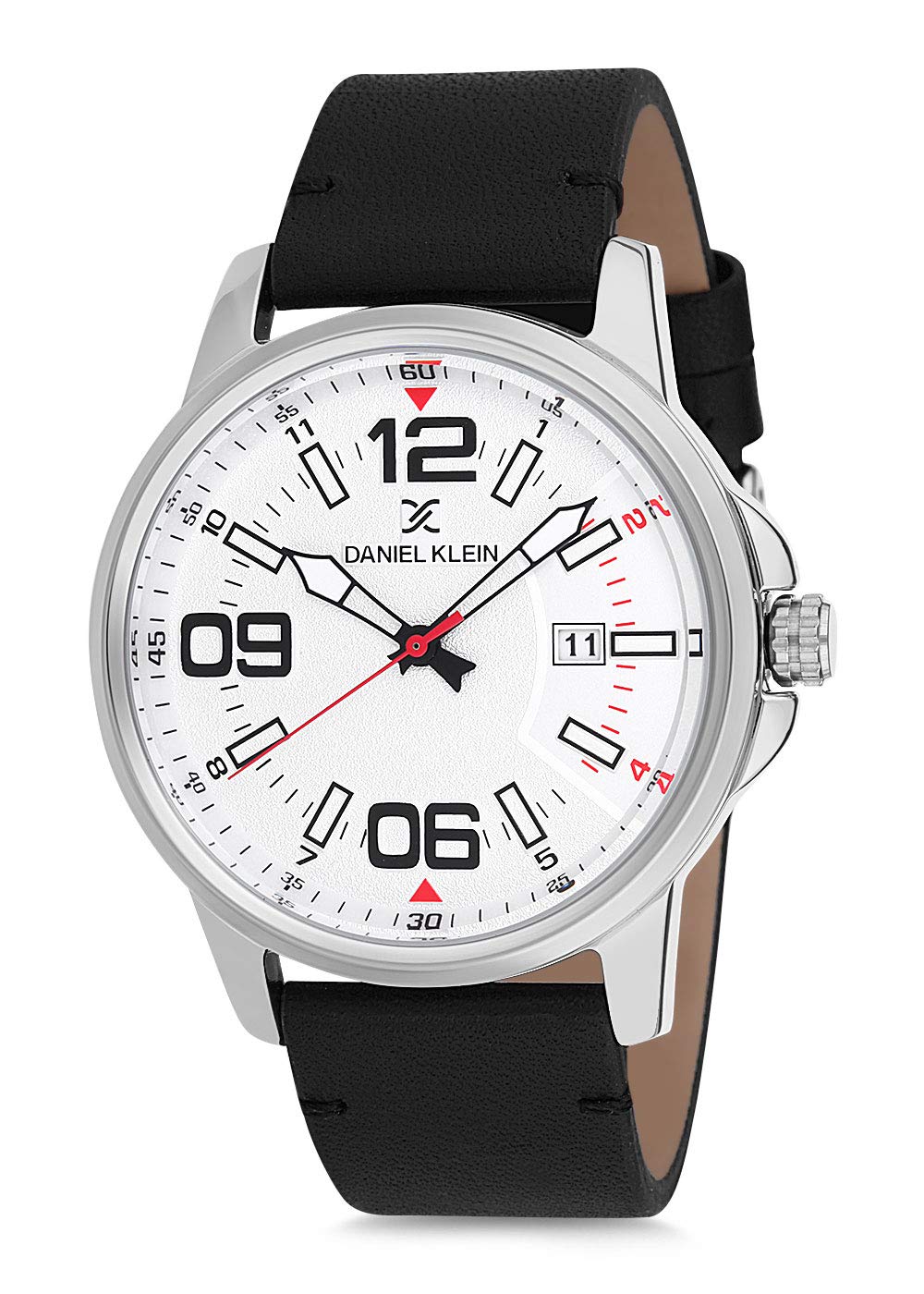 Daniel Klein Men's Wrist Watch (DK12131) - 44mm Analog Watch with Japanese Quartz Movement & Italian Leather Band - Stylish Dress, Casual, Business Watch for Men