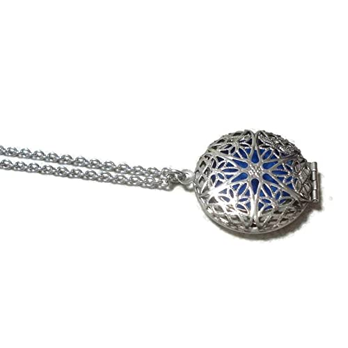 Blue Round Locket Necklace - Glow in the Dark Stainless Steel Pendant Jewelry for Women - Perfect for Nighttime Wear, Romantic Gifts & Special Occasions