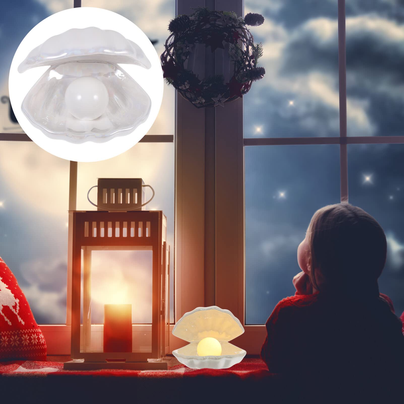 Pearl Shell Night Light - USB Rechargeable Bedside Lamp for Bedroom, Desktop Decor, Nursery, Home Decor | Soft Glow for Relaxation & Sleep Aid