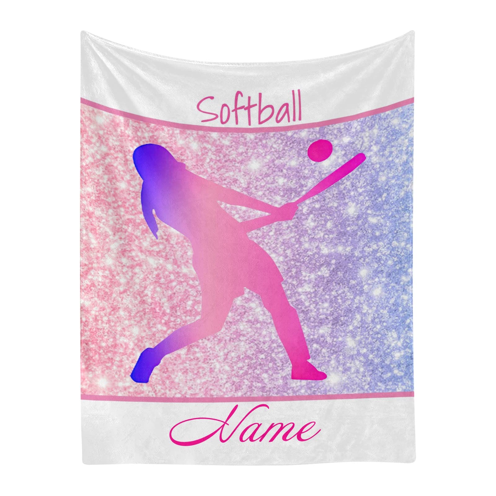 Personalized Soft Fleece Throw Blanket 60x80 Inch - Custom Name Girls Softball Blanket for Women & Men, Cozy Gift for Birthday, Wedding, Anniversary | Perfect for Sports Fans, Home Decor, and Snuggling on the Couch