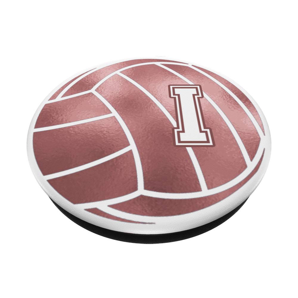 Rose Pink Volleyball Phone Grip - Personalized Name Starts with Letter I - Perfect Gift for Volleyball Players & Fans - Ideal for Games, Practice & Everyday Use