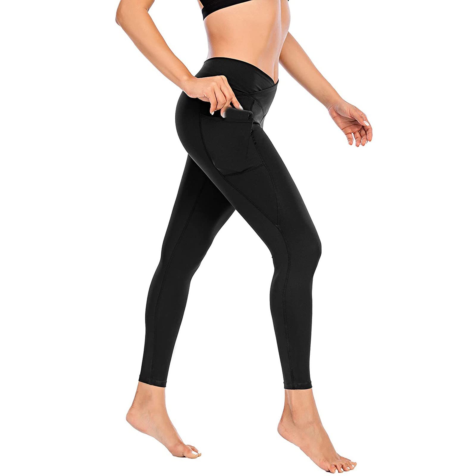 Bblulu Women's High Waisted Yoga Pants with Pockets - Tummy Control Workout Leggings for Yoga, Gym & Running | Non-See Through, Wrap Waist Design for Comfort & Style