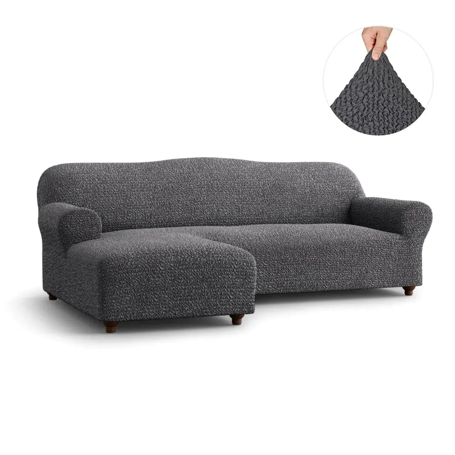 L Shaped Sofa Slipcover with Left Chaise - Mille Righe Collection | Stretchable Furniture Protector for Sectional Couches | Perfect for Living Room, Family Room & Home Theater