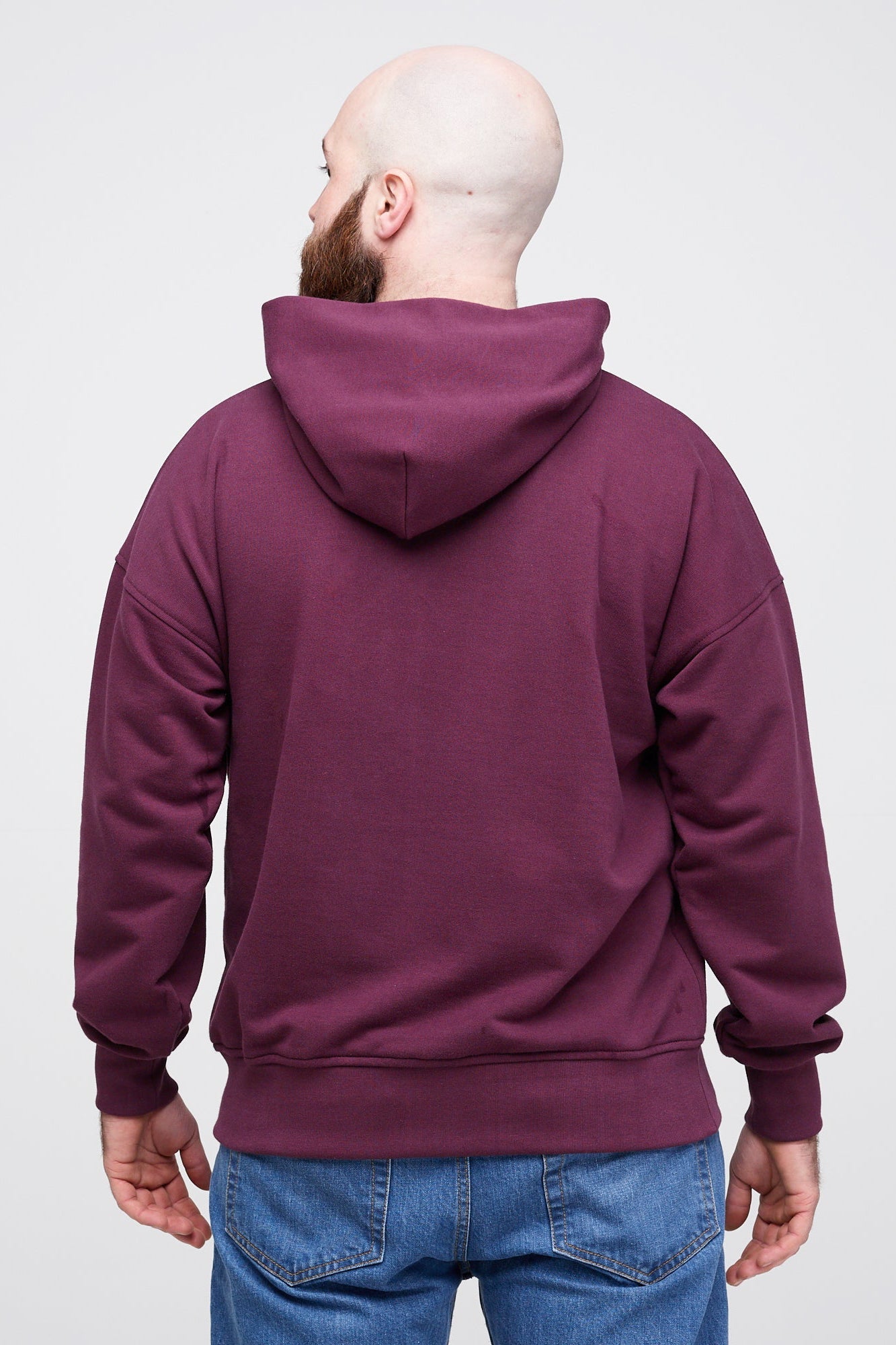 Men's Hooded Sweatshirt - Soft Cotton Pullover Hoodie in Plum Color for Casual Wear & Outdoor Activities