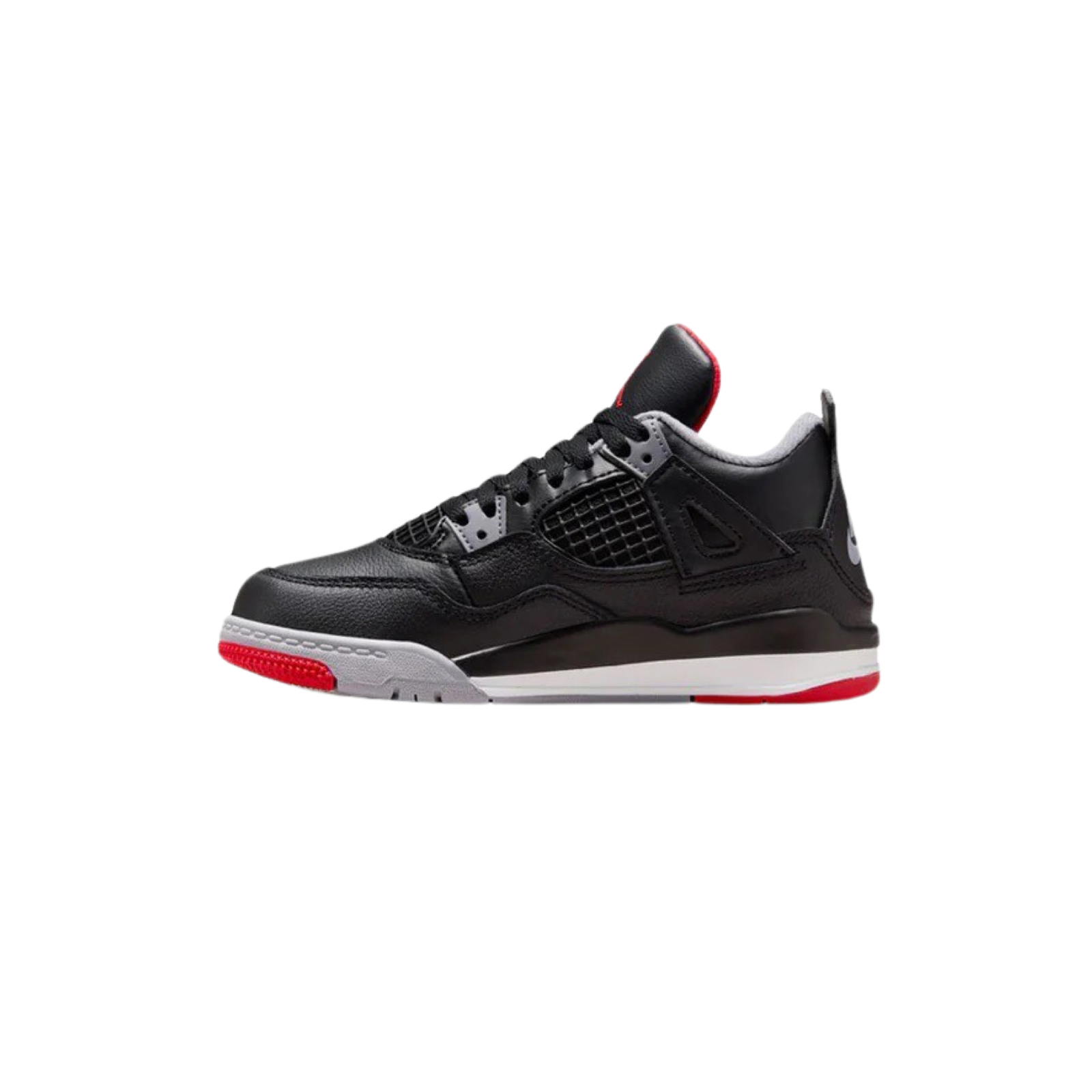 Air Jordan 4 Retro Reimagined BRED 2024 - Black Fire Red Cement Grey Sneakers for Boys & Girls | Pre-School Kids Basketball Shoes for Sports & Casual Wear