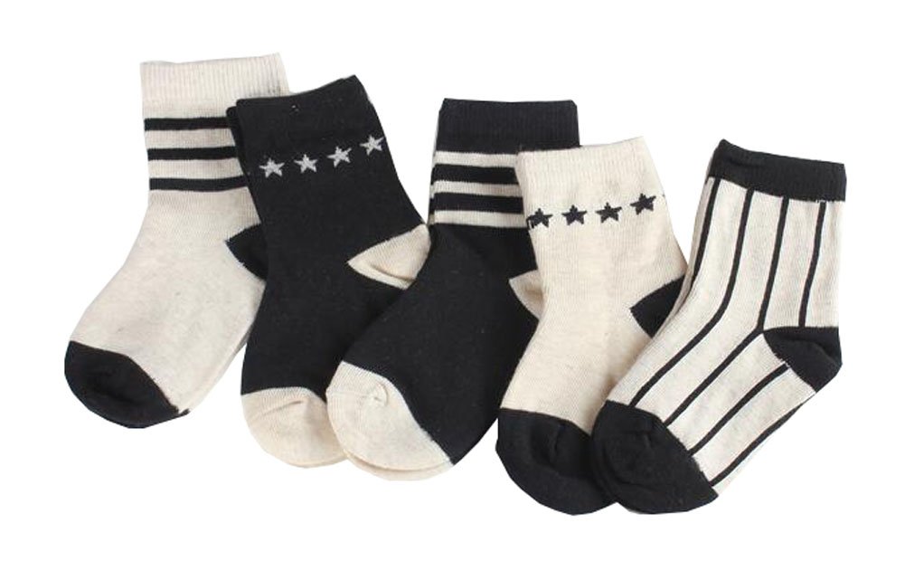 East Majik 5 Pack Kids Cotton Socks - Warm Winter Socks for Boys & Girls - Soft Breathable Ankle Socks for School, Sports & Daily Wear