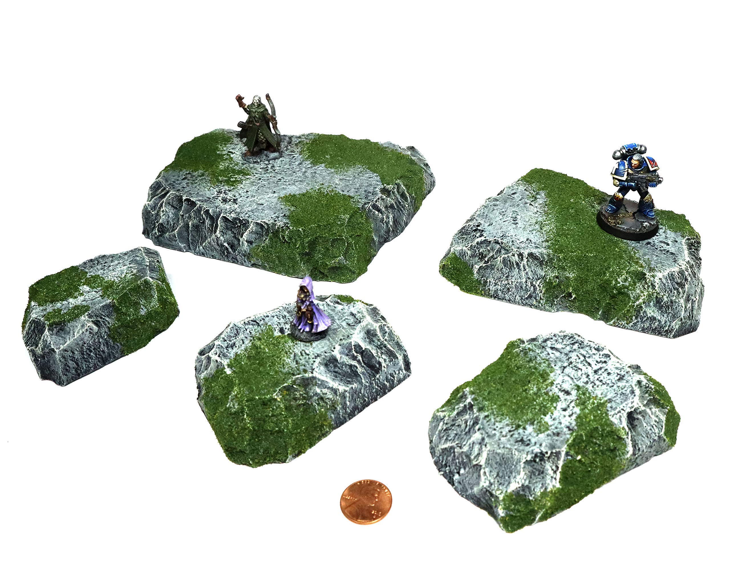 Handmade Mossy Stacking Hills Wargaming Terrain for Tabletop War Games & TTRPGs - Durable Miniature Battle Scenery for Dungeons & Dragons, Warhammer 40K & Fantasy RPG Campaigns