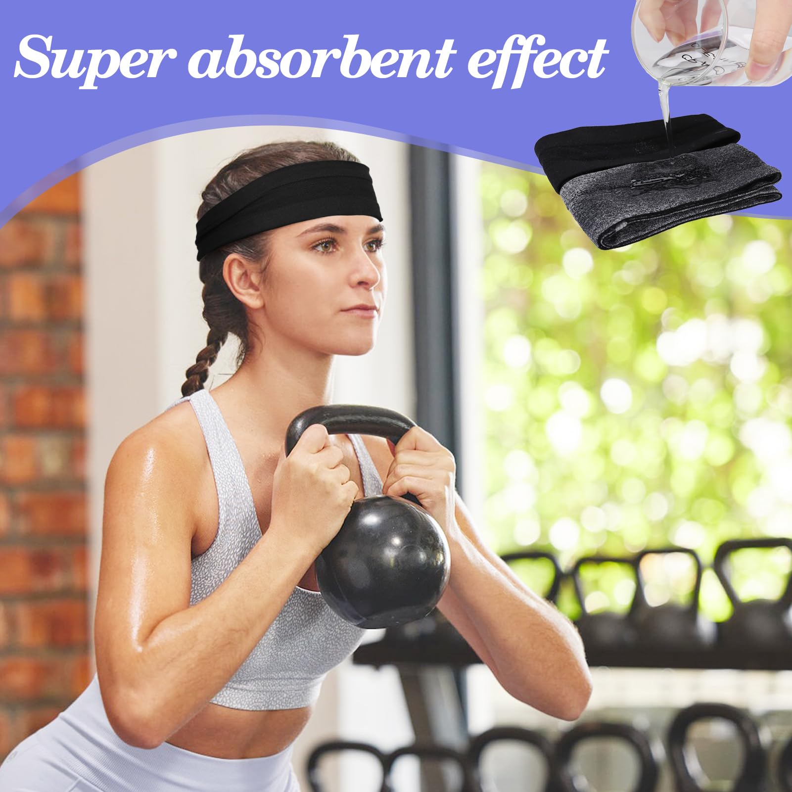 Non-Slip Silicone Headbands 6-Pack - Adjustable Sweat-Wicking Workout Headbands for Men & Women - Perfect for Yoga, Running, Gym & Fitness - Black & Grey Set
