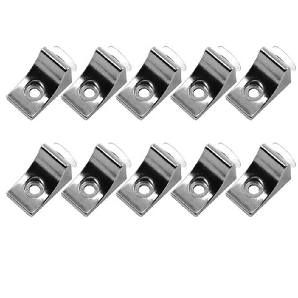 10 Pack Adjustable Glass Shelf Clips with Suction Cups - Heavy Duty Glass Shelf Brackets for Kitchen, Bathroom, and Office Organization