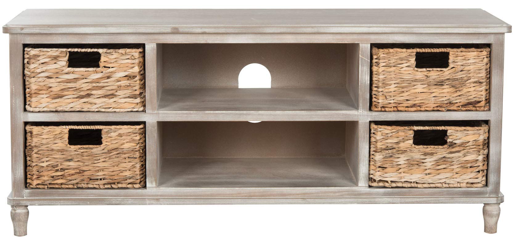 Safavieh Home Collection Rooney Entertainment TV Stand - White Wash Finish - Modern TV Console for Living Room, Bedroom & Home Theater