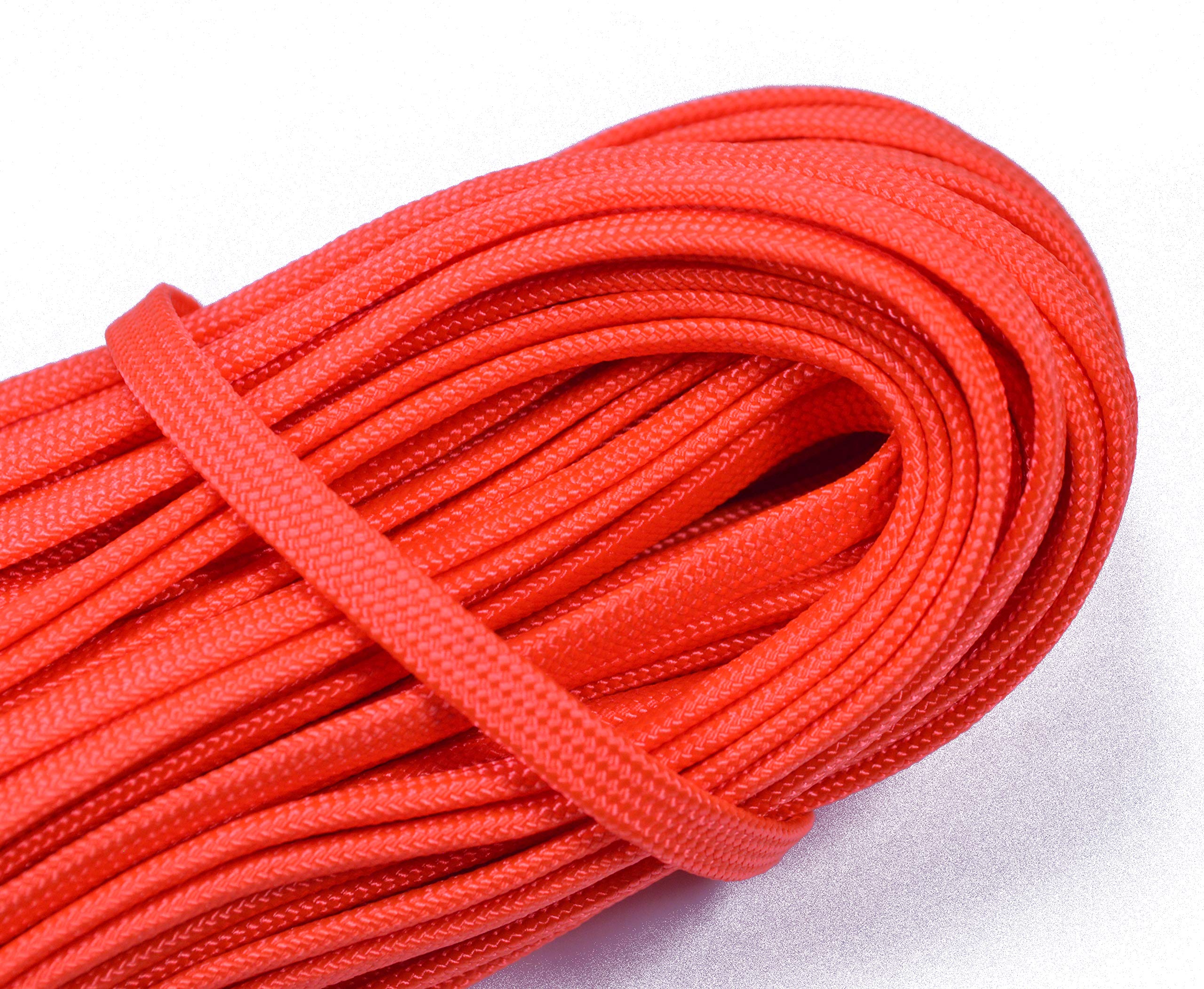 550 Paracord Coreless Hollow Flat Cord - 100ft Orange for Whip Making, Computer Cable Sleeves & Outdoor Survival Gear | DIY Craft, Camping & Emergency Use