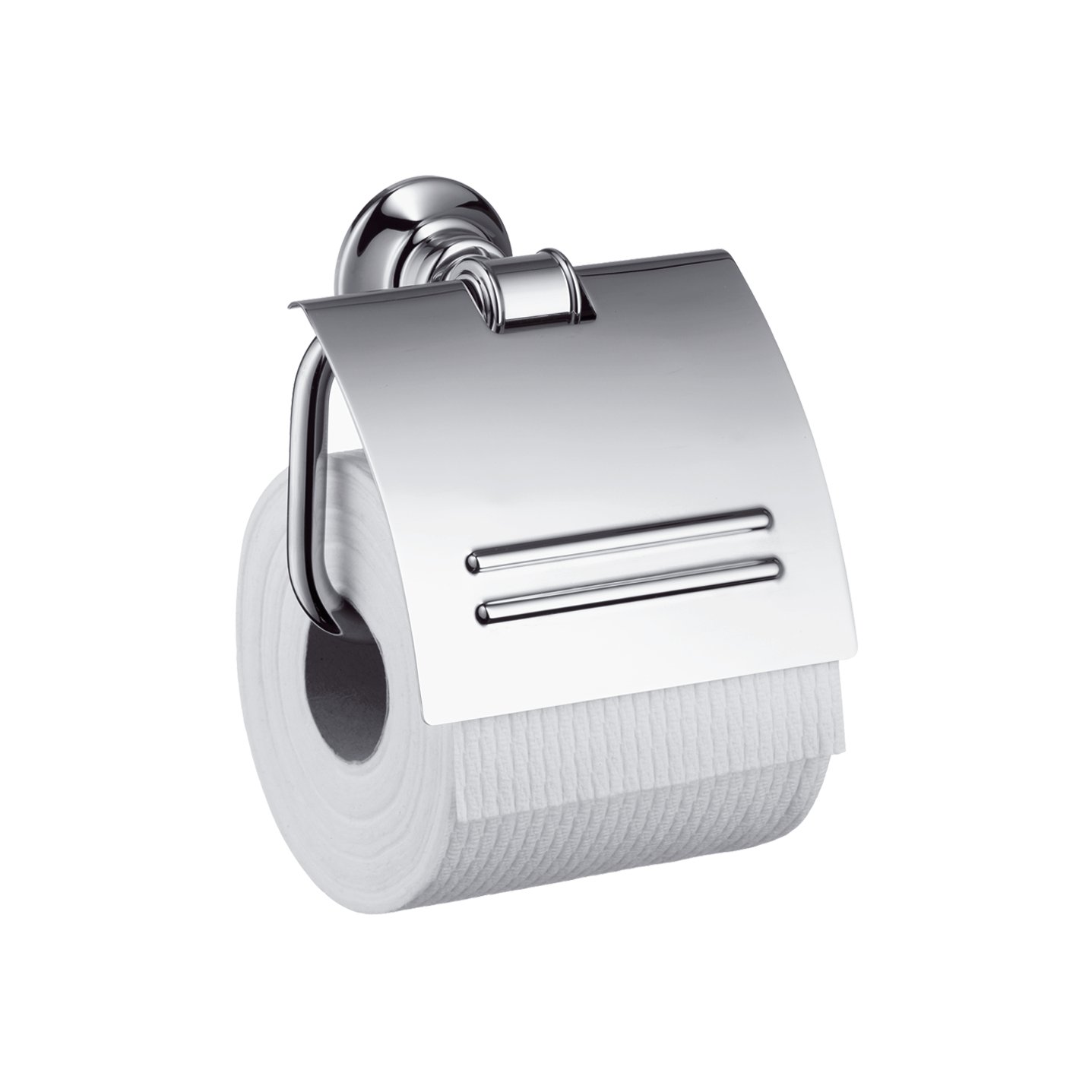 Hansgrohe 42036820 Montreux Brushed Nickel Toilet Paper Holder - Wall Mounted Bathroom Tissue Dispenser for Modern Home & Commercial Restrooms