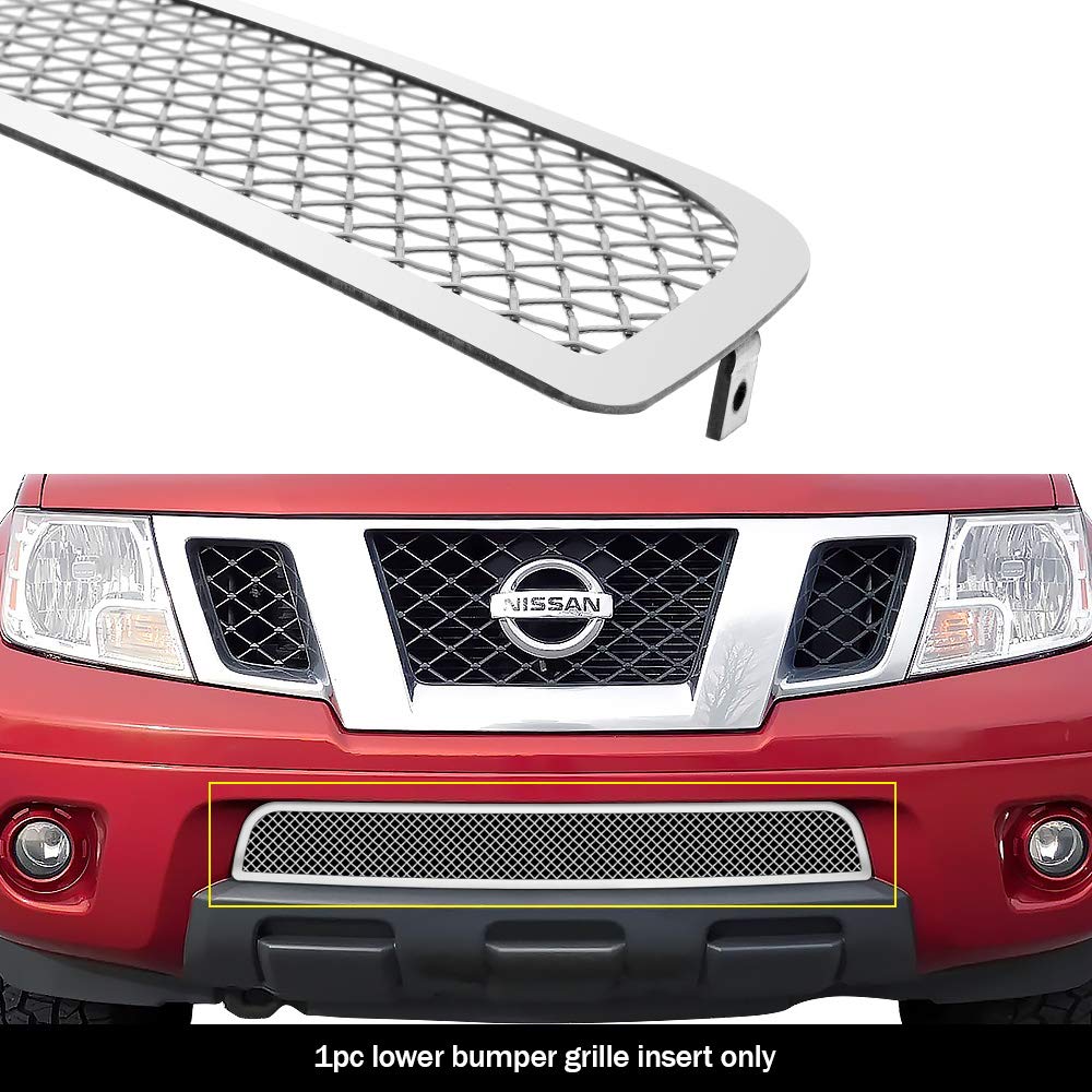 APS Compatible with Nissan Frontier 2009-2021 Lower Bumper Stainless Steel Chrome Mesh Front Grill Insert N76413T - Upgrade Your Truck's Style & Protection for Off-Road Adventures