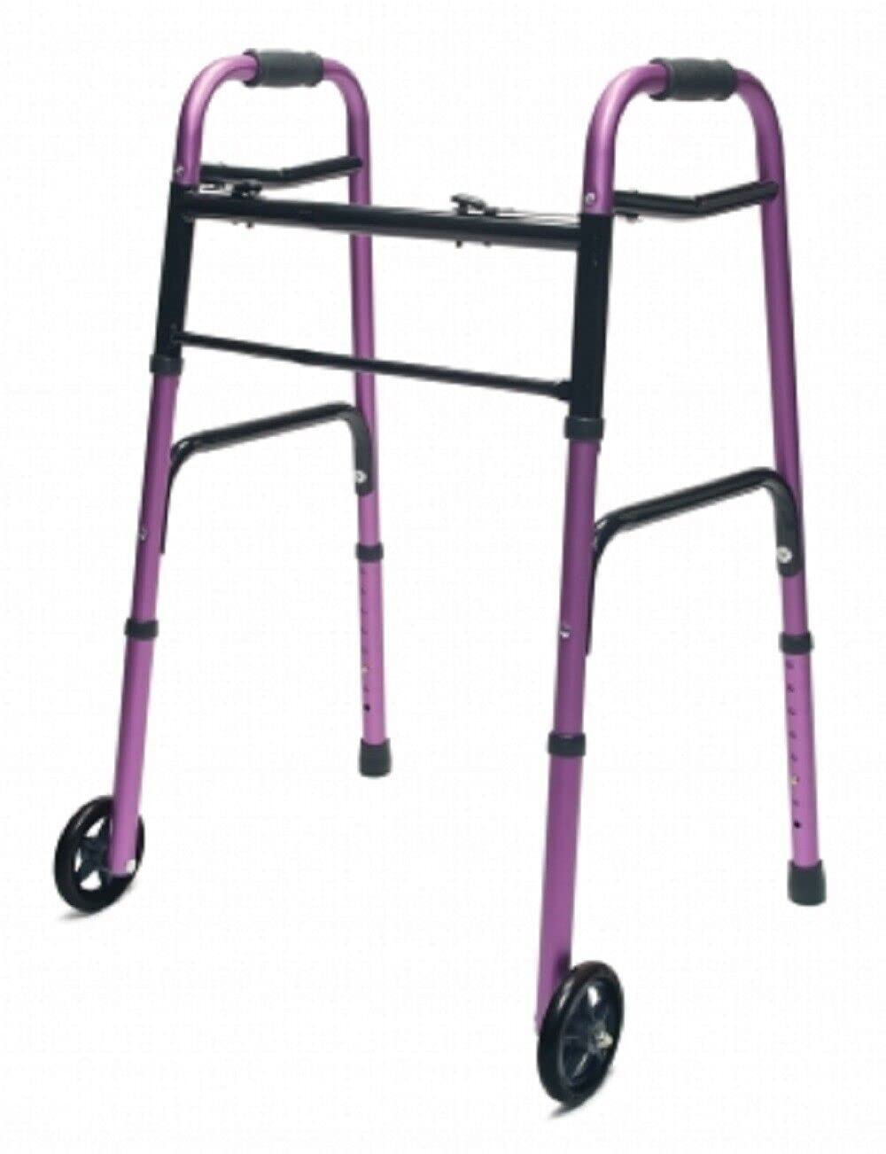 Lumex ColorSelect Adult Walker with Wheels - Lightweight Mobility Aid for Seniors & Elderly, Adjustable Height, Plum Color (2-Pack) - Ideal for Home Use, Rehabilitation & Assisted Walking