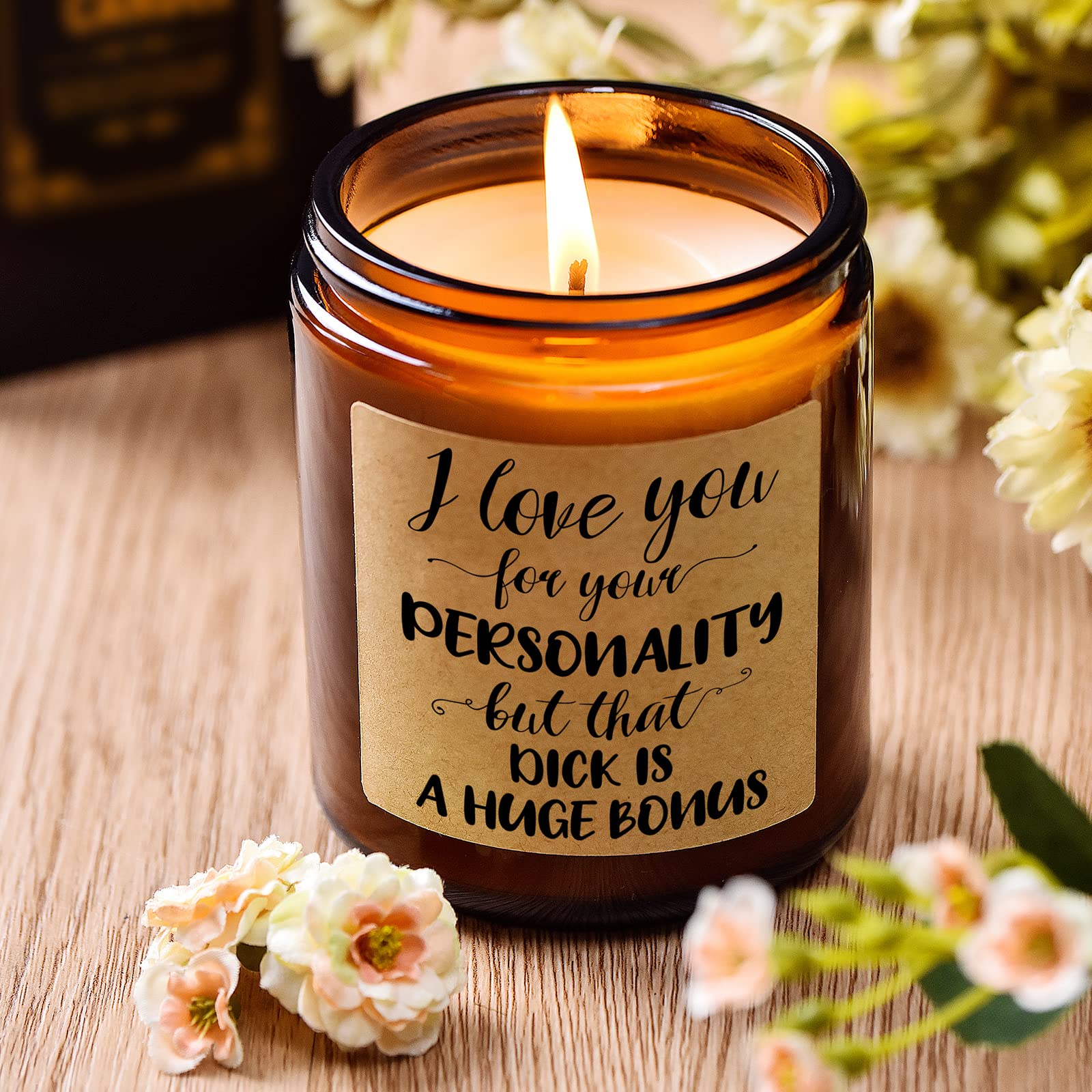 Lavender Scented Candle - Relaxing Aromatherapy Gift for Men, Boyfriend & Husband - Funny Romantic Present for Anniversary, Birthday, Valentine's Day - Perfect for Stress Relief, Home Decor & Romantic Nights