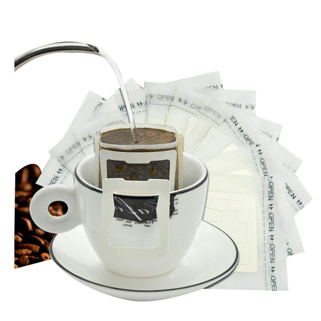 Disposable Single Cup Paper Coffee Filters - Non-Woven Hanging Ear Drip Coffee & Tea Bags for Travel, Home, and Office Use - 50 Pack (Ideal for Coffee Makers, Camping, and On-the-Go Brewing)