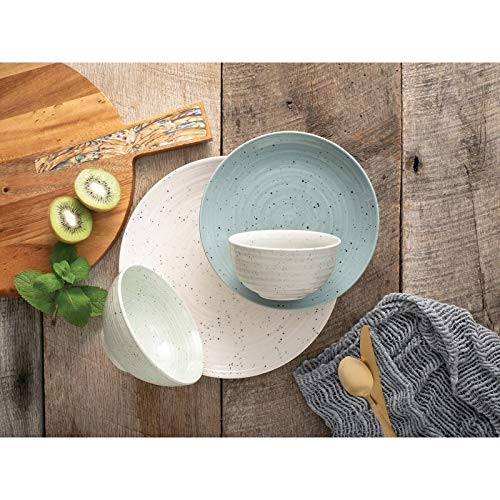 16-Piece Mixed Color Dinnerware Set for 4 - Farmhouse Modern Stoneware Plates & Bowls, Dishwasher & Microwave Safe - Perfect for Casual Dining, Entertaining & Everyday Use