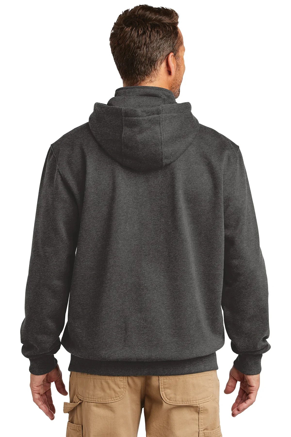 Carhartt Rain Defender Paxton Zip-Up Hoodie Sweatshirt for Men - Carbon Heather - Water-Resistant Workwear for Construction & Outdoor Activities