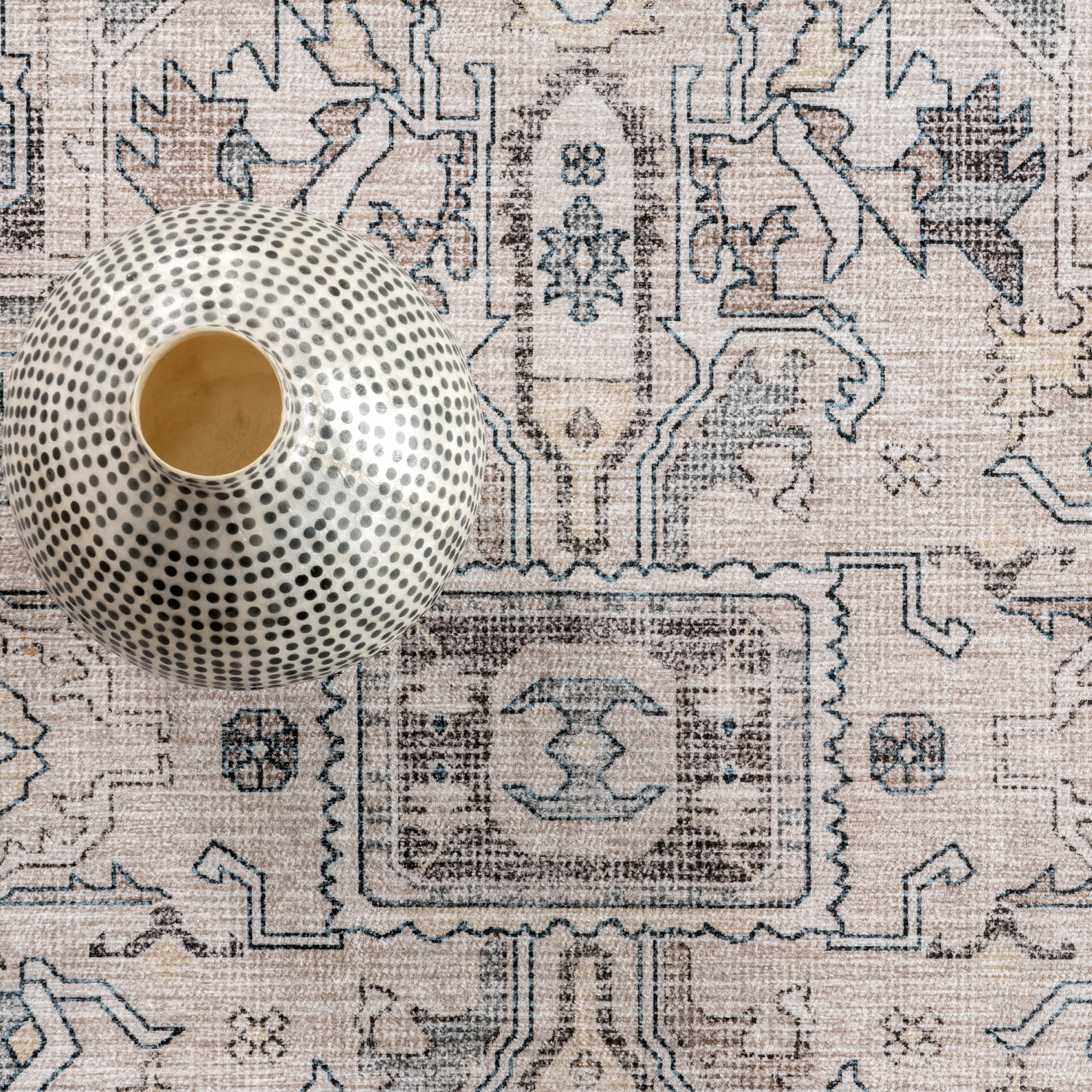 Atrium Medallion Spill Proof Washable Rug - Brown Area Rug for Living Room, Bedroom, Kitchen | Waterproof & Stain Resistant | Perfect for High Traffic Areas & Pet Owners