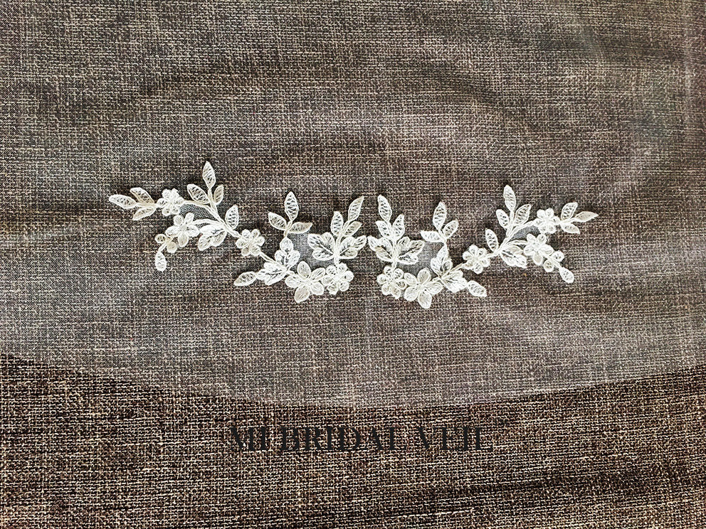 Elegant Lace Wedding Veil with Waltz Rose Appliqués - Perfect for Bridal Ceremonies, First Dances & Romantic Photos
