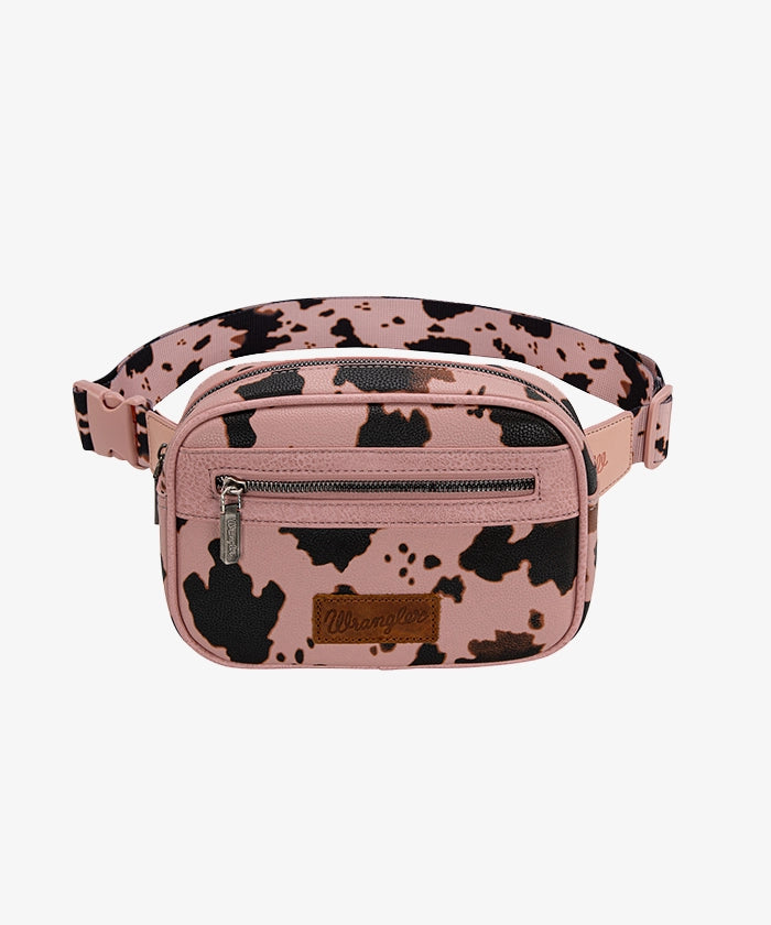 Wrangler Cow Print Belt Bag - Stylish Western Crossbody Fanny Pack for Men & Women - Perfect for Concerts, Hiking, and Travel