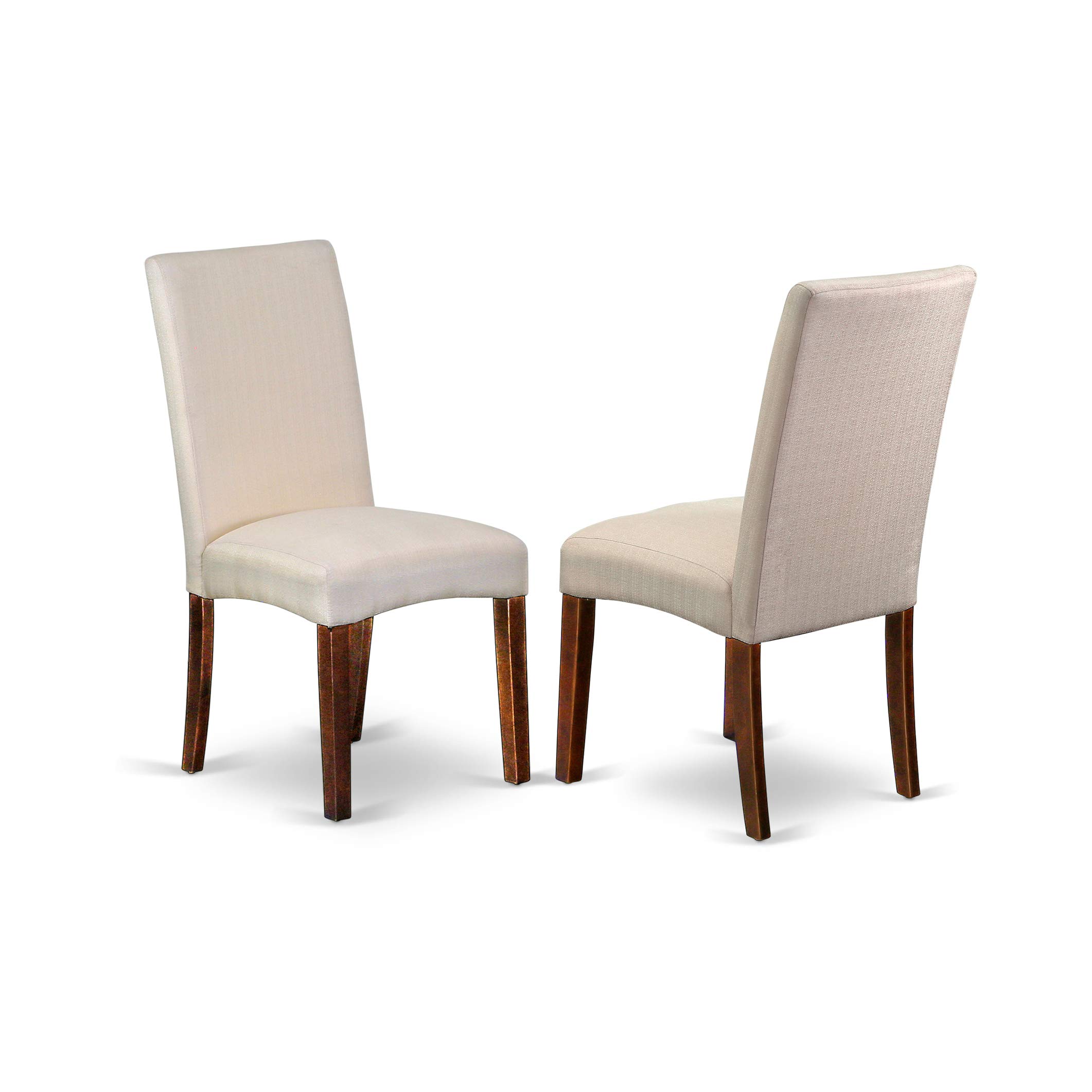 East West Furniture HBDR3-MAH-01 3-Piece Round Dining Table Set with Pedestal Base & 2 Cream Linen Upholstered Chairs, 42x42 Inch, Mahogany - Perfect for Small Spaces, Breakfast Nooks & Cozy Apartment Dining Rooms