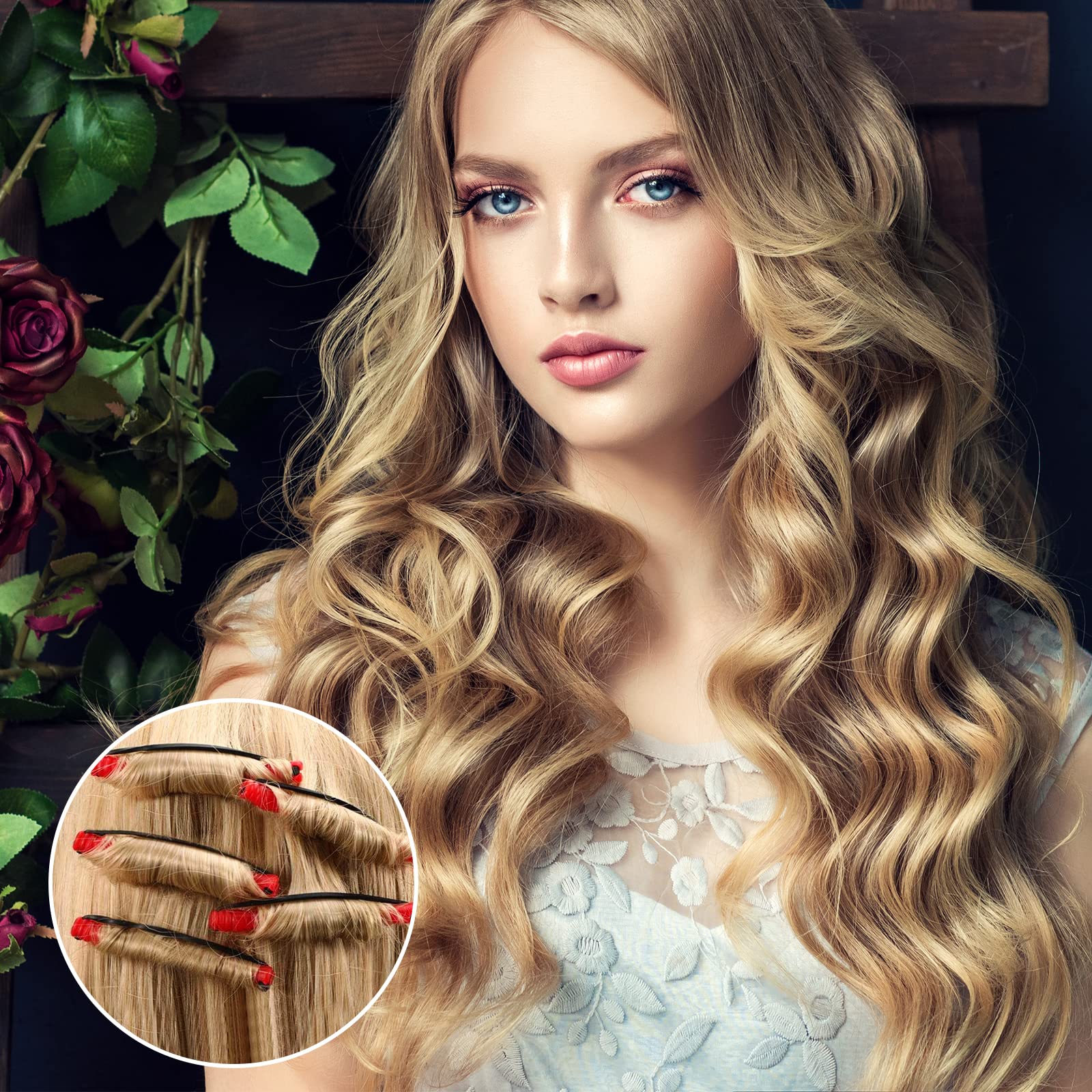 60 Pcs Plastic Cold Wave Perm Rods - Hair Curling Rollers for Perming & Styling with Rat Tail Comb - Heatless Curlers for Home Salon & Professional Use - Perfect for Creating Long Lasting Curls & Waves (Red)