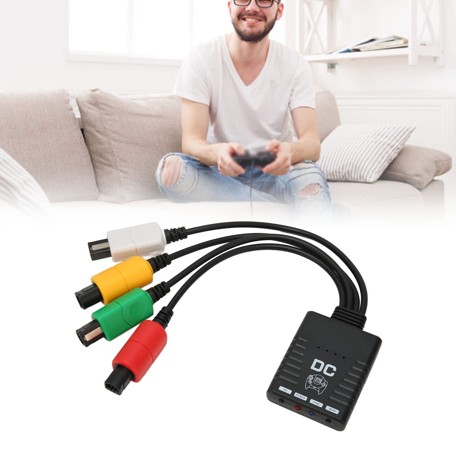Wireless Bluetooth Controller Adapter for Dreamcast Console - 4 Player Gamepad Converter with LED Indicator - Compatible with Nintendo Switch, PC, and Retro Gaming - Perfect for Multiplayer Gaming and Home Entertainment