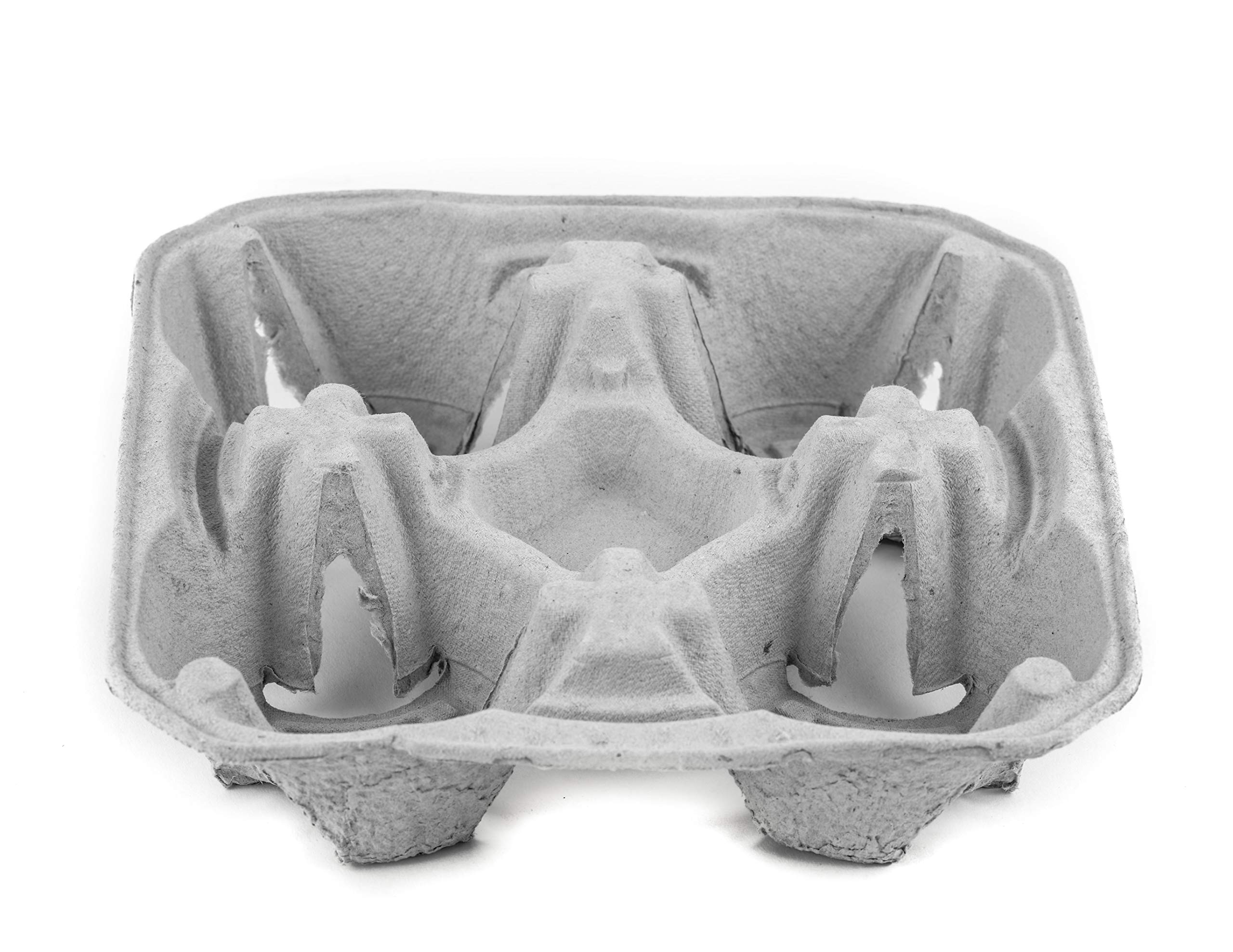300-Pack Biodegradable 4-Cup Carrier Tray - Compostable & Recyclable Pulp Fiber Drink Holder for Hot/Cold Beverages - Perfect for Coffee Shops, Takeout, Parties & Bubble Tea - Eco-Friendly, Stackable, Spill-Proof Design