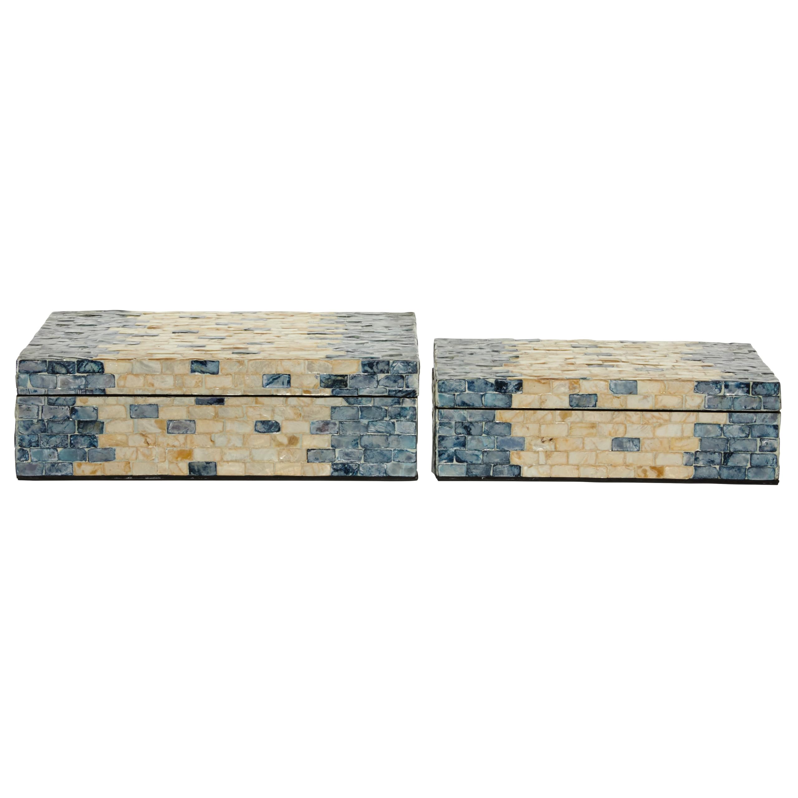 Deco 79 Mother of Pearl Shell Handmade Storage Box Set of 2 - Home Decor & Jewelry Organizer