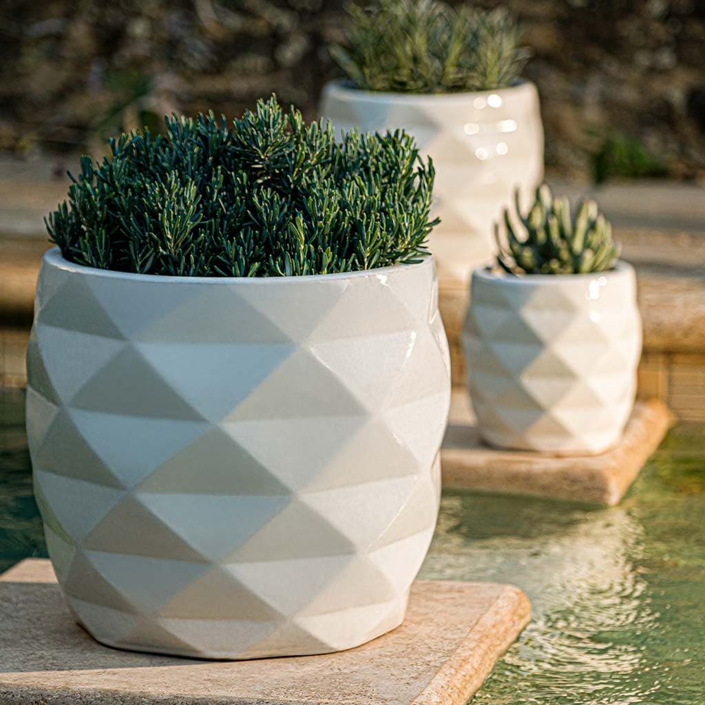 Campania International Origami Planter Set of 3 - Modern Coconut Fiber Plant Pots for Indoor Plants, Succulents & Home Decor | Perfect for Living Room, Office & Garden Decor