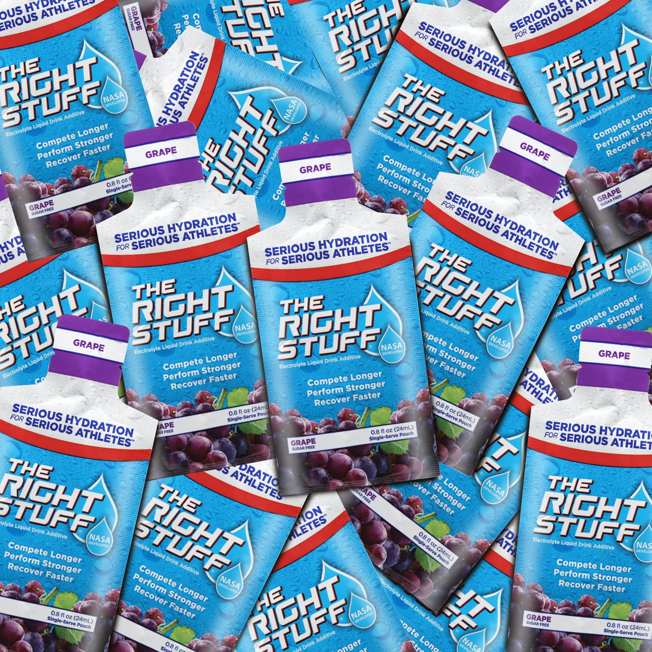 The Right Stuff Electrolyte Drink Concentrate - 10 Pouch Box - Grape Flavor | Hydration Powder for Athletes, Workout & Outdoor Activities | Fast Recovery & Energy Boost