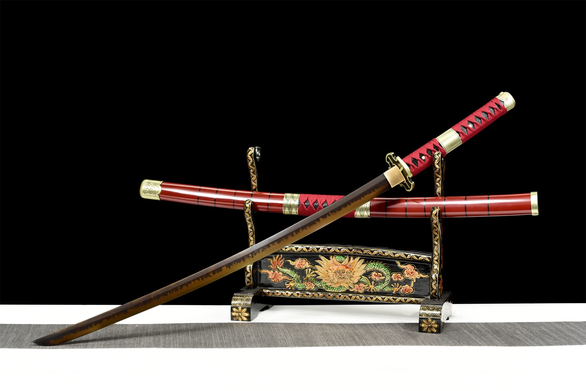 Authentic Roronoa Zoro Sandai Kitetsu Katana Replica - Handmade T10 Steel Clay Tempered Samurai Sword with Hamon | One Piece Anime Cosplay, Martial Arts Training & Japanese Sword Collection