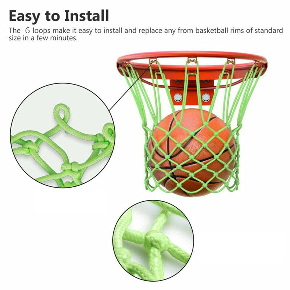Glow in The Dark Basketball Net - Luminous Replacement Hoop Net for Outdoor & Indoor Use - All Weather Anti-Whip Basketball Goal Net - Perfect for Night Games, Backyard Play & Driveway Practice