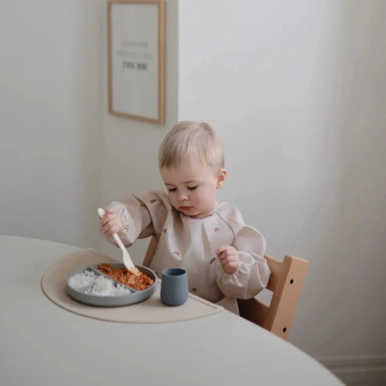 Mushie Baby Long Sleeve Bib with Rainbow Design - Soft Feeding Bib for Toddlers & Infants - Perfect for Mealtime, Snacks, and Messy Play