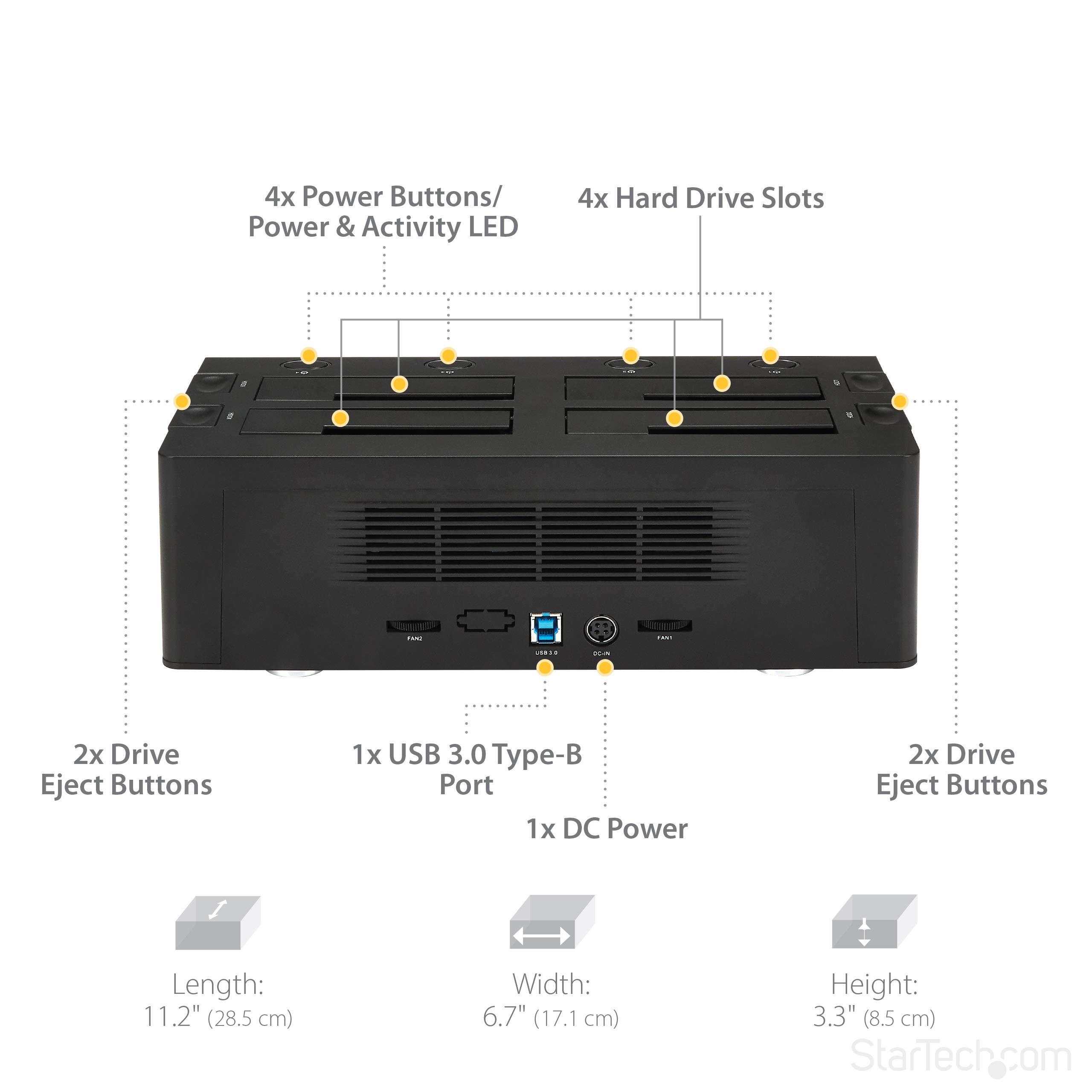 StarTech.com 4-Bay USB 3.0 to SATA Hard Drive Docking Station for 2.5/3.5