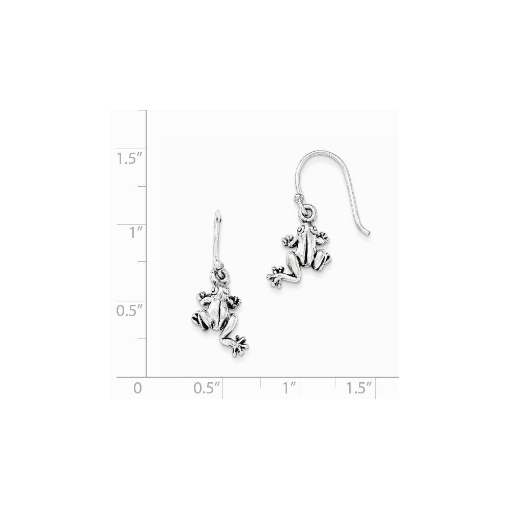 Antiqued 925 Sterling Silver Frog Shepherd Hook Earrings for Women - Handmade Vintage Dangle Earrings for Casual Wear, Parties & Gifts