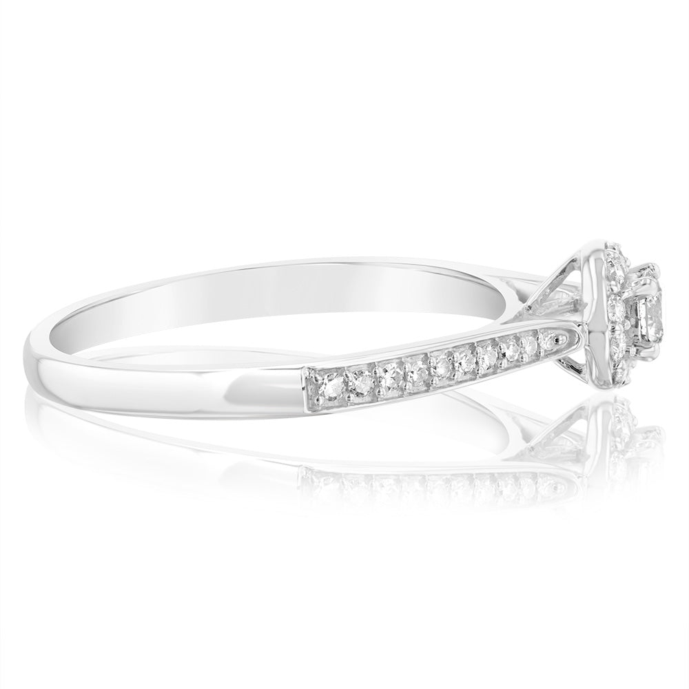 9ct White Gold 1/4 Carat Diamond Halo Solitaire Engagement Ring - Perfect for Proposals, Anniversaries & Special Occasions