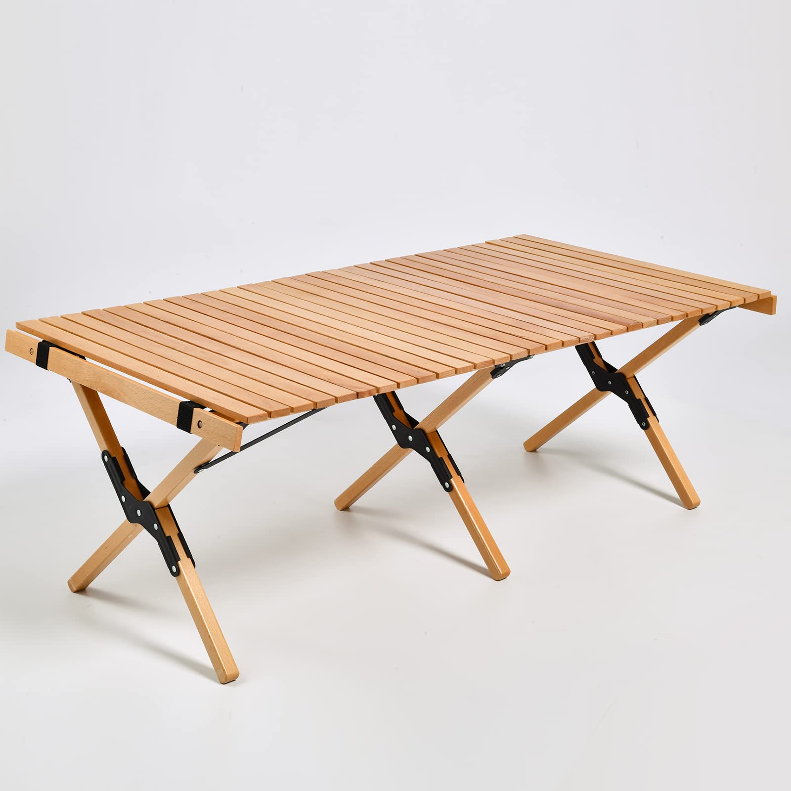4ft Portable Folding Picnic Table with Carry Bag - Solid Wood Roll-Up Design for Beach, Camping, Travel, Garden & Backyard | Perfect for Outdoor Dining, BBQs, and Picnics