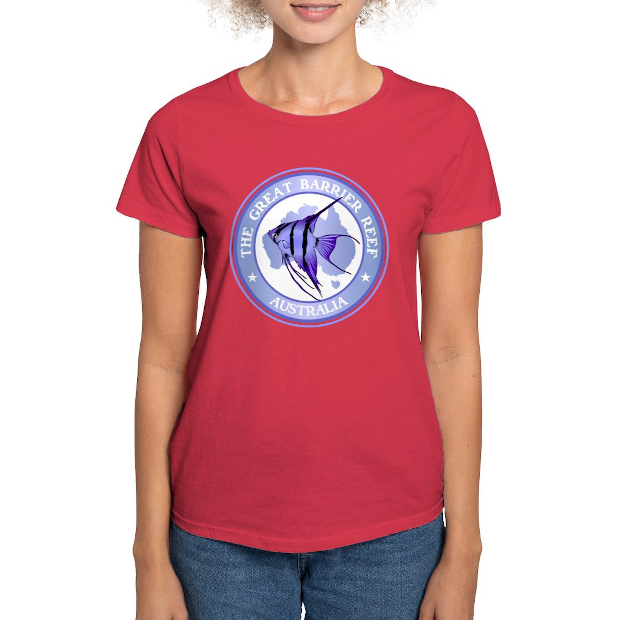 Australia The Great Barrier Reef Women's Cotton Dark T-Shirt - Soft Breathable Tee for Beach Vacation, Travel & Casual Wear