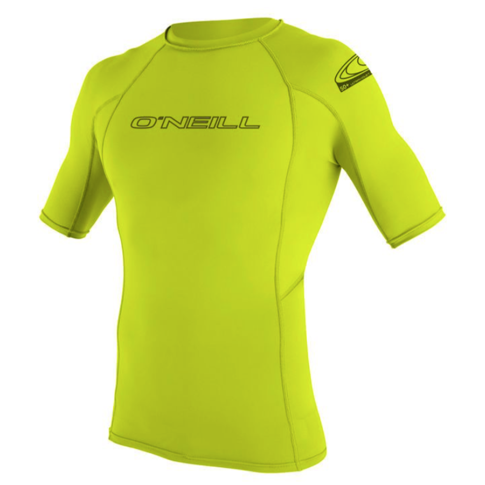 O'Neill Men's Short Sleeve Rash Guard Shirt - UPF 50+ Sun Protection, Quick Dry Swim Shirt for Surfing, Swimming & Beach Activities - Lime Green