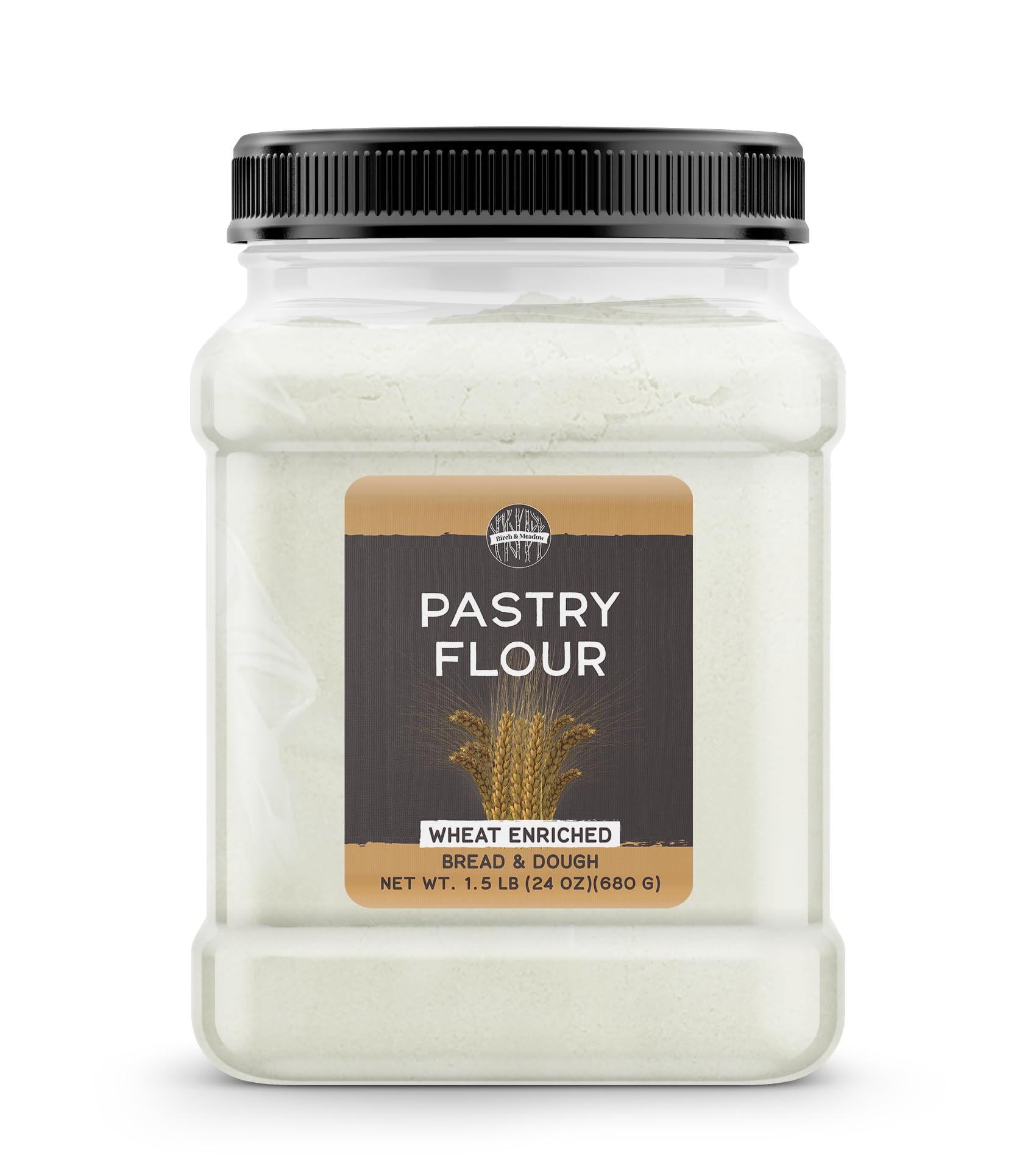 Birch & Meadow Enriched Wheat Pastry Flour - 1.5 lb Bag for Baking Bread, Dough, Pastries & More | Perfect for Homemade Cakes, Cookies & Pie Crusts