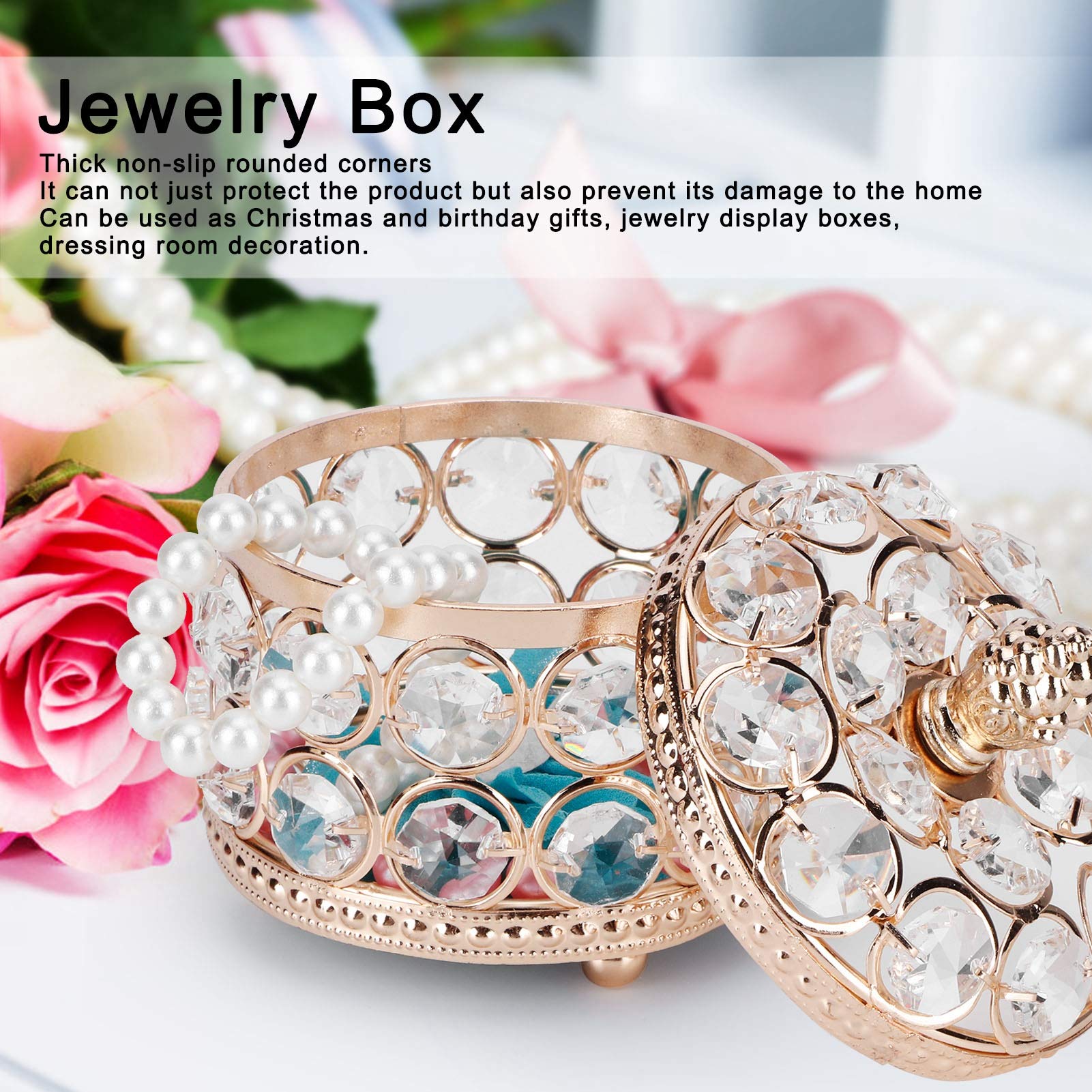 Exquisite Embossed Crystal Jewelry Organizer Box - Multi-Purpose Storage for Necklaces, Rings & Earrings - Compact Dresser Decor for Wedding, Home & Travel