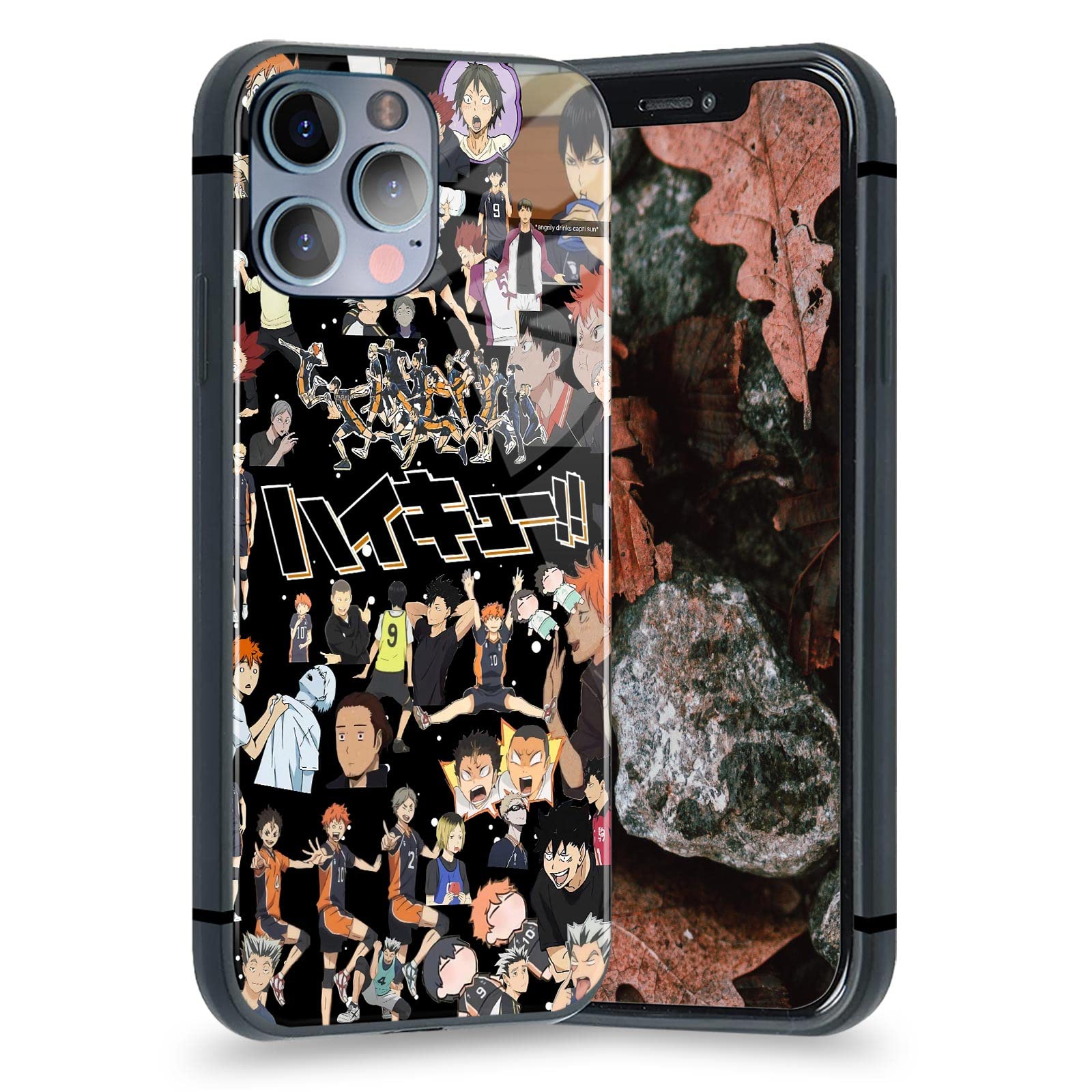 Haikyuu Karasuno Anime Phone Case for iPhone 13 - Tempered Glass Manga Shell Cover (Glossy Finish) - Perfect for Anime Fans & Volleyball Lovers