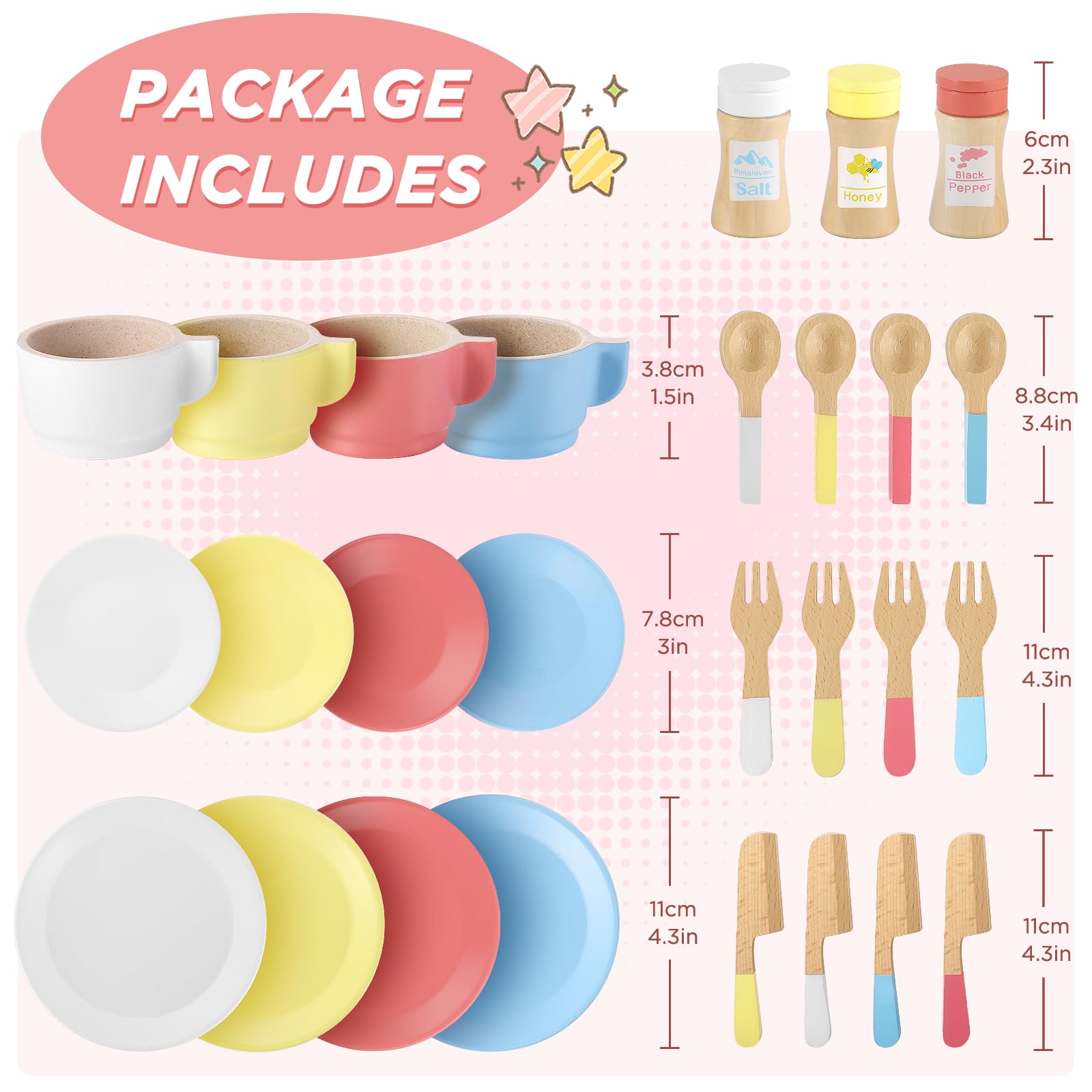 GAGAKU 27-Piece Wooden Play Kitchen Set for Kids - Montessori Learning Toy with Dishes, Plates & Cooking Accessories for Toddlers Ages 3-8 - Pretend Play for Boys & Girls - Perfect for Imaginative Play & Early Childhood Development