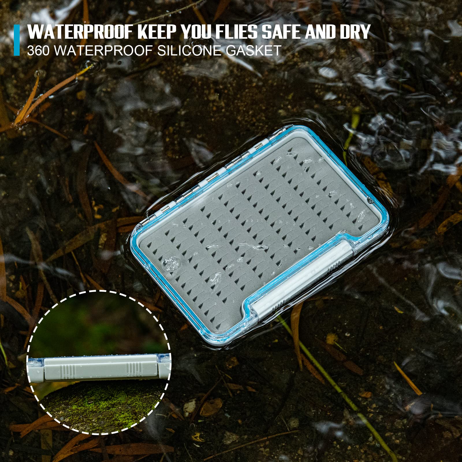 **Goture Waterproof Floating Airtight Fishing Tackle Box – Adjustable Dividers for Freshwater & Saltwater Lures – Ideal for Fly Fishing, Kayak & Boat Storage**