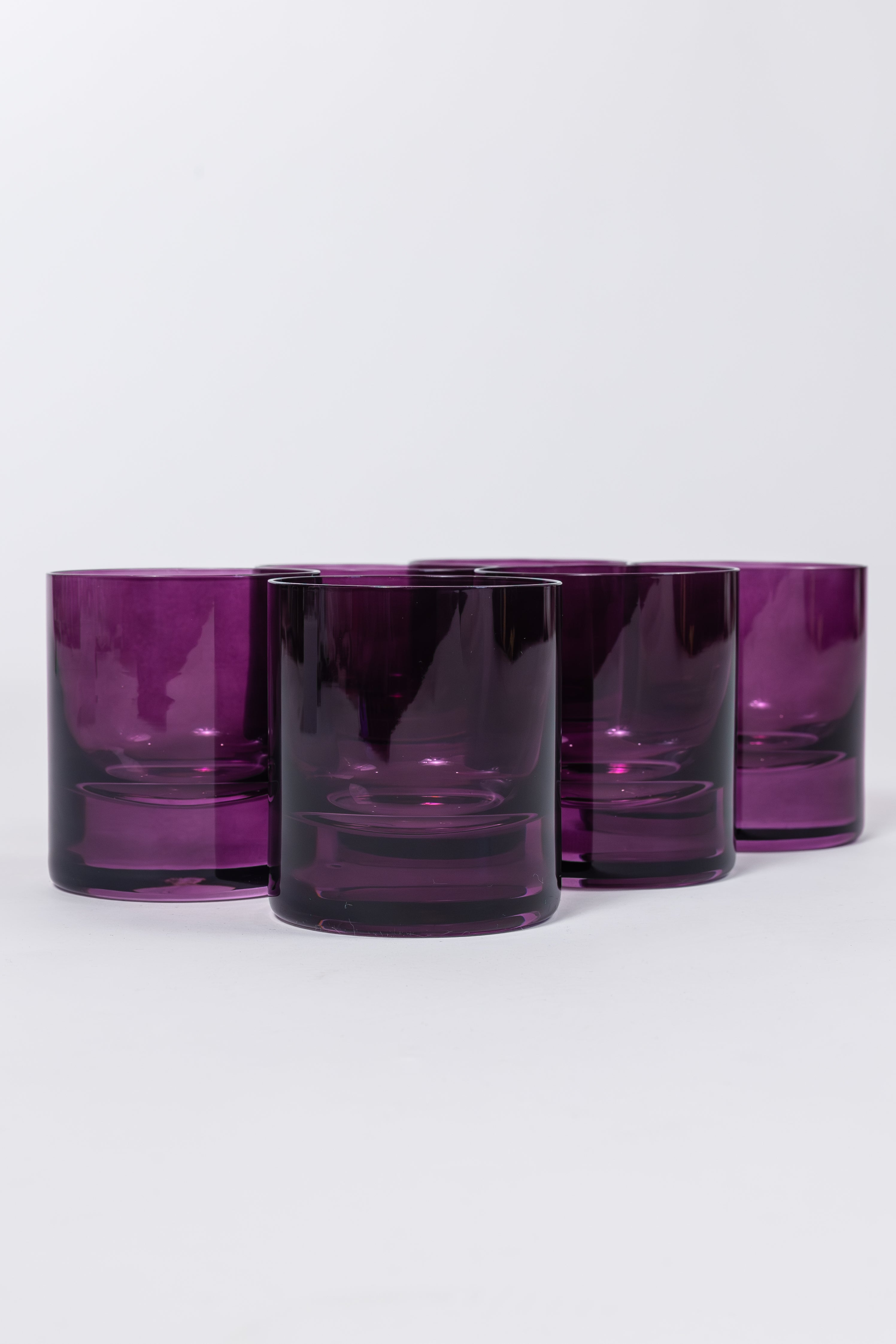 Estelle Colored Rocks Glass Set of 6 - Elegant Amethyst Tumbler Glasses for Whiskey, Cocktails & Iced Beverages - Perfect for Home Bars, Parties & Gifts